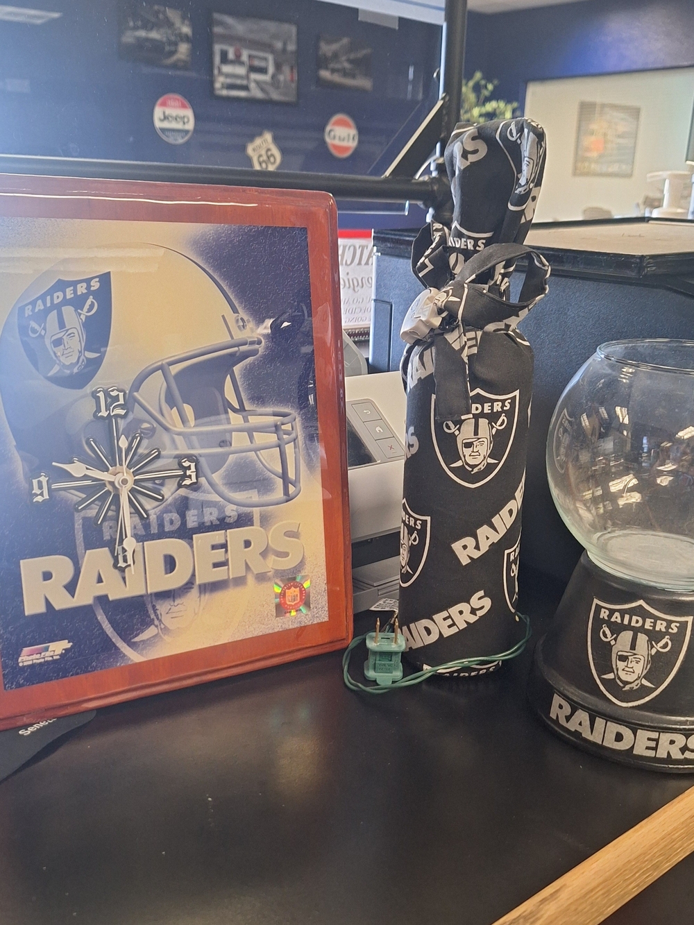 Las Vegas Raiders Logo Bottle Cover and Decor - Black & Silver